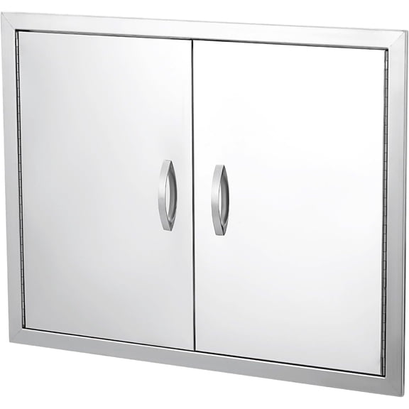 BBQ Access Door 26 in W x 24 in H, Double Outdoor Kitchen Door, Weatherproof Built in 304 Stainless Steel with Handle for Outside, Commercial, BBQ Island, Grilling Station, Outside Cabinet