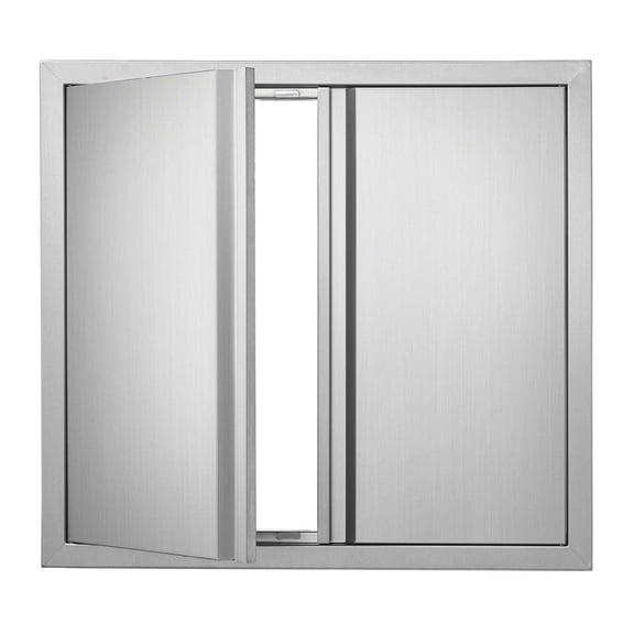 BBQ Access Door 26x24 Inch, Stainless Steel Outdoor Kitchen Double Door, Flush Mount for BBQ Island, Grilling Station, Cabinet Door with Handles