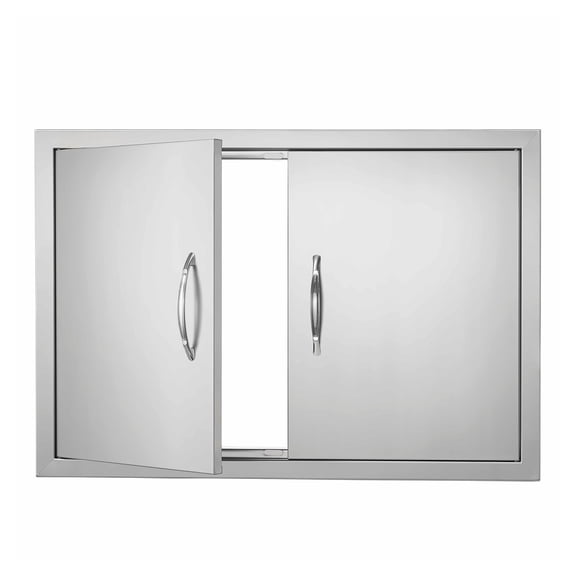 BBQ Access Door 30x21 Inch, Stainless Steel Outdoor Kitchen Door, Double Wall Mount Door with Handles for Grill Island, Cabinet Enclosure, Flush Mount