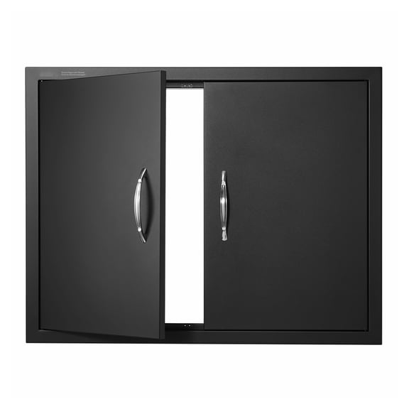 BBQ Access Door 31W x 24H Inch, Outdoor Kitchen Double Door, Stainless Steel Flush Mount, Vertical Cabinet Door with Handles