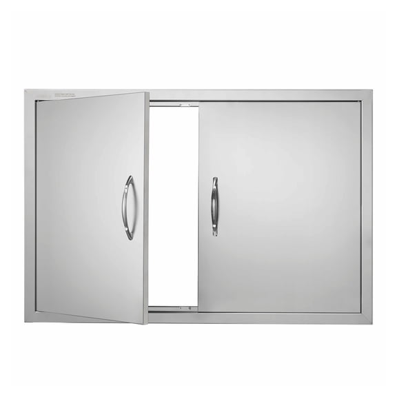 35W x 24H Inch, Stainless Steel Outdoor Kitchen Door, Double Wall Mount Door with Handles for Grill Island, Cabinet