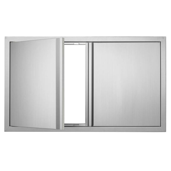 BBQ Access Door 36x21 Inch, Stainless Steel Double Outdoor Kitchen Cabinet Door, Flush Mount BBQ Island Door with Recessed Handles for Grilling Station