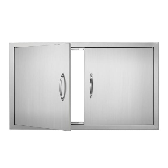 BBQ Access Door 36x21 Inch, Stainless Steel Double Outdoor Kitchen Cabinet Door, Flush Mount Grill Island Door with Handles