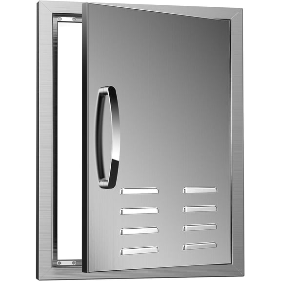 BBQ Access Single Doors 20''W X 27''H Flush Mount Stainless Steel Outdoor Kitchen Door with Vents for Outside Cabinets and BBQ Island