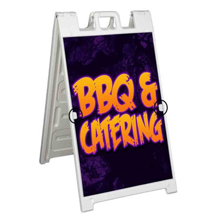 BBQ And Catering (24" X 36") Deluxe A-Frame Signicade, Includes 2 Removable Panels & Stand