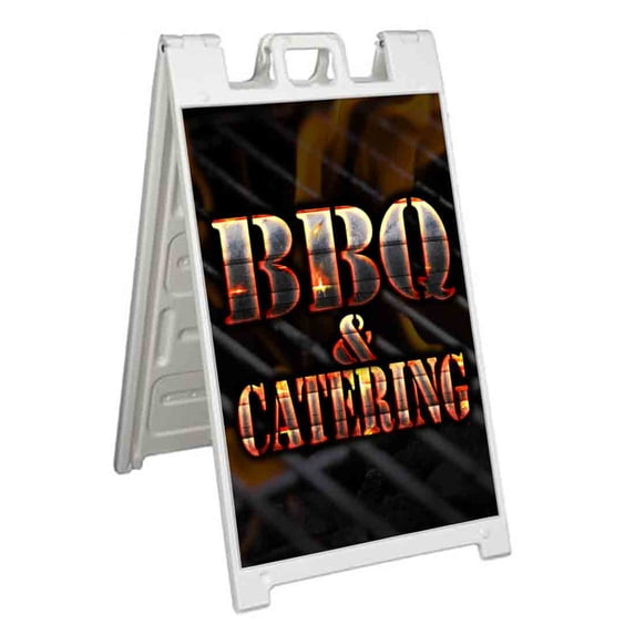 BBQ And Catering (24" X 36") Standard A-Frame Signicade, Includes Decal Applied To Stand