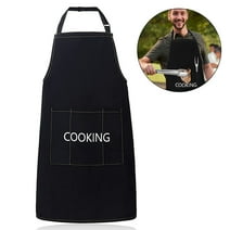 BBQ Apron, Chef Cooking Grilling Aprons for Men & Women, Washable Waterproof Oil-Proof Adjustable Neck Bib Apron, Black