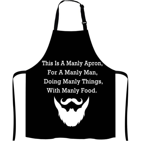 BBQ Apron for Man - Grilling Chef Apron Presents for Him - Funny BBQ Cooking Apron Present for Fathers Day - Manly Man