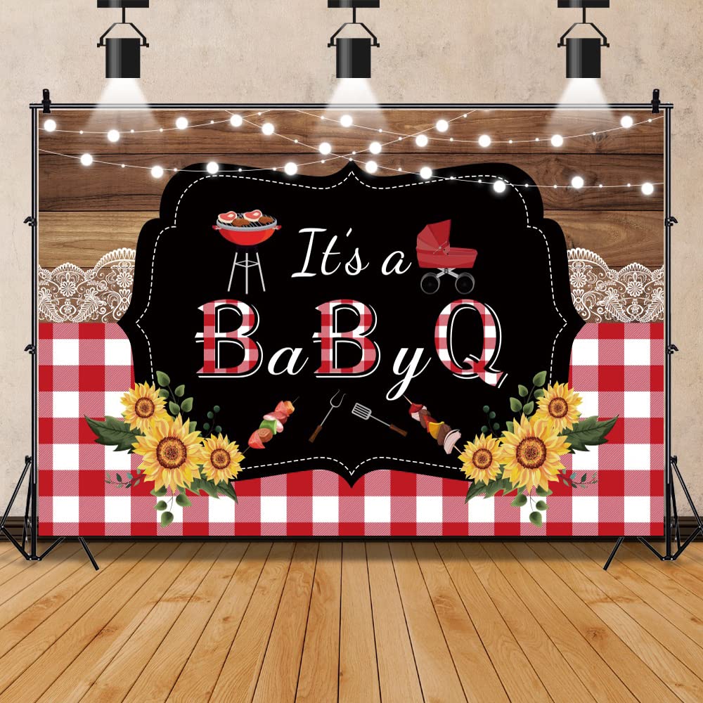 BBQ Baby Shower Backdrop 7x5ft Fabric Baby Shower