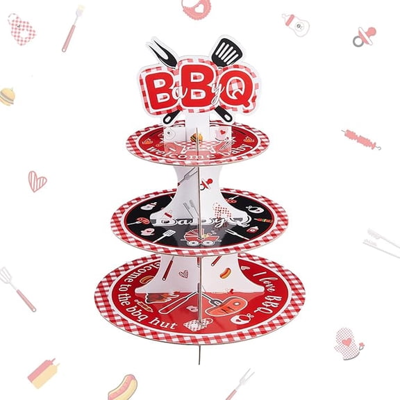 BBQ Baby Shower Decorations Baby Q Cake Stand for Table Summer BBQ Table Decoration Cake Stand with Baby BBQ Hamburger Baby Barbecue Party Decoration Supplies Baby Shower Gender Reveal Outdoor Indoor