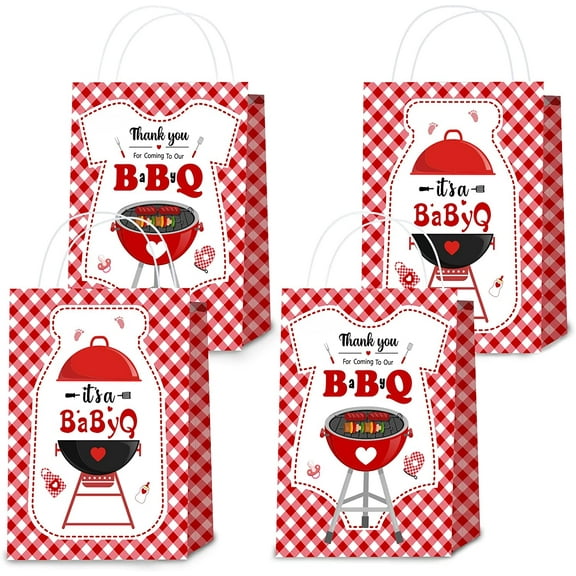 BBQ Baby Shower Decorations Baby Q Favor Bags 16PCS Baby Q Candy Goodie Bags for BBQ Theme Baby Shower Party Summer BBQ Picnic Party Treat Bags Summer BBQ Party Decorations Supplies