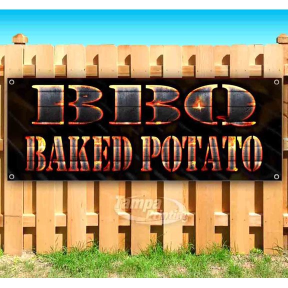 BBQ Baked Potato 13 oz Vinyl Banner With Metal Grommets