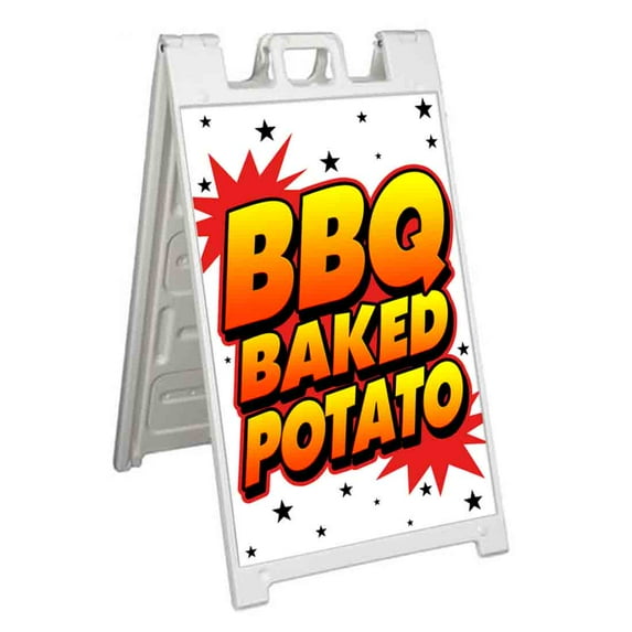 BBQ Baked Potato (24" X 36") Standard A-Frame Signicade, Includes Decal Applied To Stand