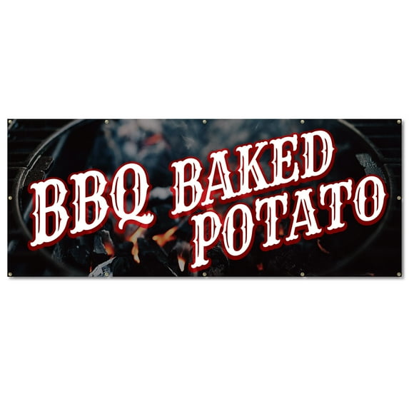 BBQ Baked Potato | 48" X 120" Banner | Outdoor Vinyl Sign With Grommets | Advertising Displays | Made in The USA