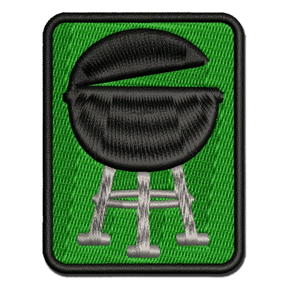 BBQ Barbecue Grill Applique Multi-Color Embroidered Iron-On Patch - 3.5 Inch Large