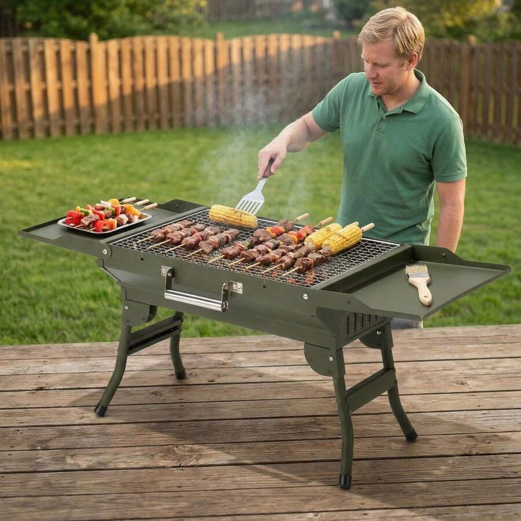 BBQ Barbecue Grill Folding Portable BBQ Barbecue Grill Charcoal Stove Tabletop Charcoal Grill For Outdoor Picnic Cooking Camping Garden BBQ Beach Party