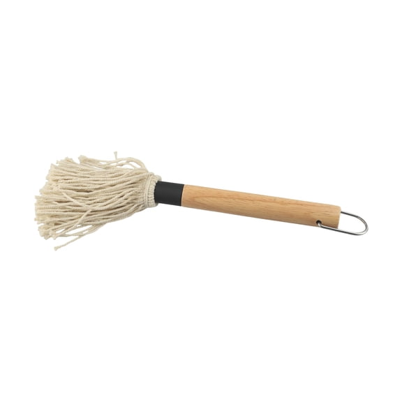 BBQ Basting Mop with 6 Replacement Cotton Heads, Wooden Handle Grill Brush for Sauce, Glazing & Pastry – Dishwasher Safe, for Outdoor Grilling and Kitchen Use(B)