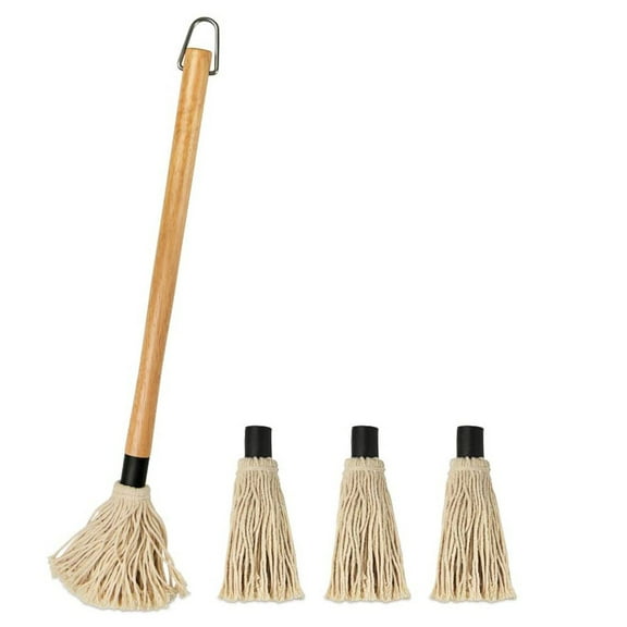 BBQ Basting Mops with Long Wooden Handle Made of Cotton for Grilling