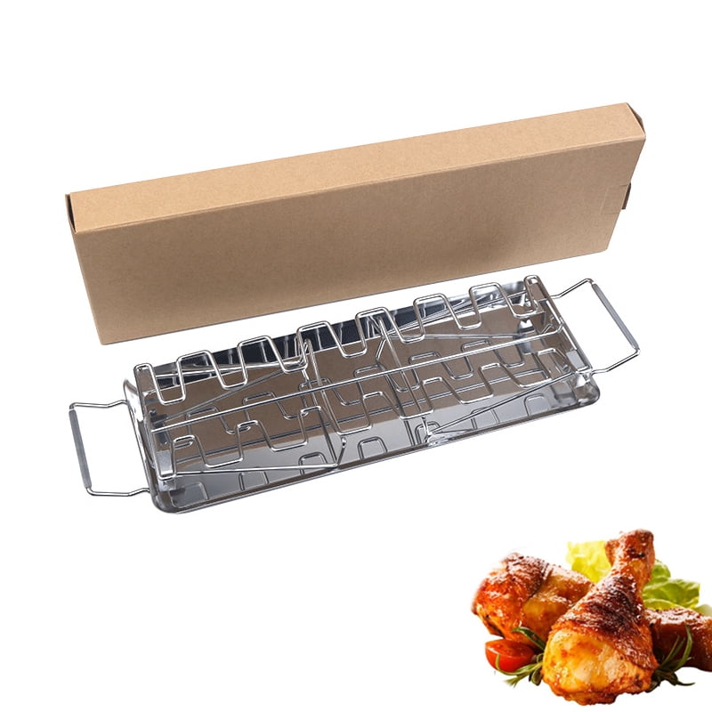 BBQ Beef Chicken Leg Wing Grill Rack 14 Slots Stainless Steel Barbecue ...