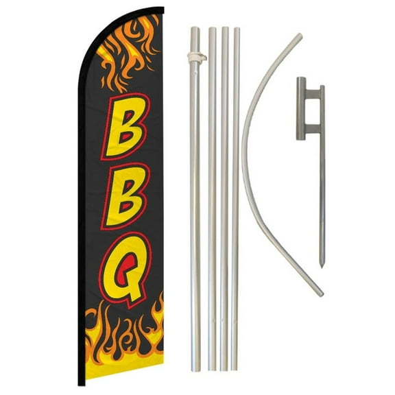 BBQ (Black) Windless Banner Flag & Pole Kit