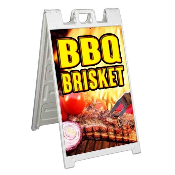 BBQ Brisket (24" X 36") Standard A-Frame Signicade, Includes Decal Applied To Stand