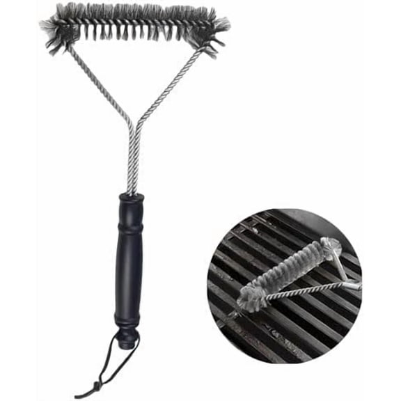 BBQ Bristles Grill Brush 12 Inch Heavy Duty Stainless Steel, Y Shape BBQ Brush with Long Handle & Extra Wide Head - Grill Cleaning Tool