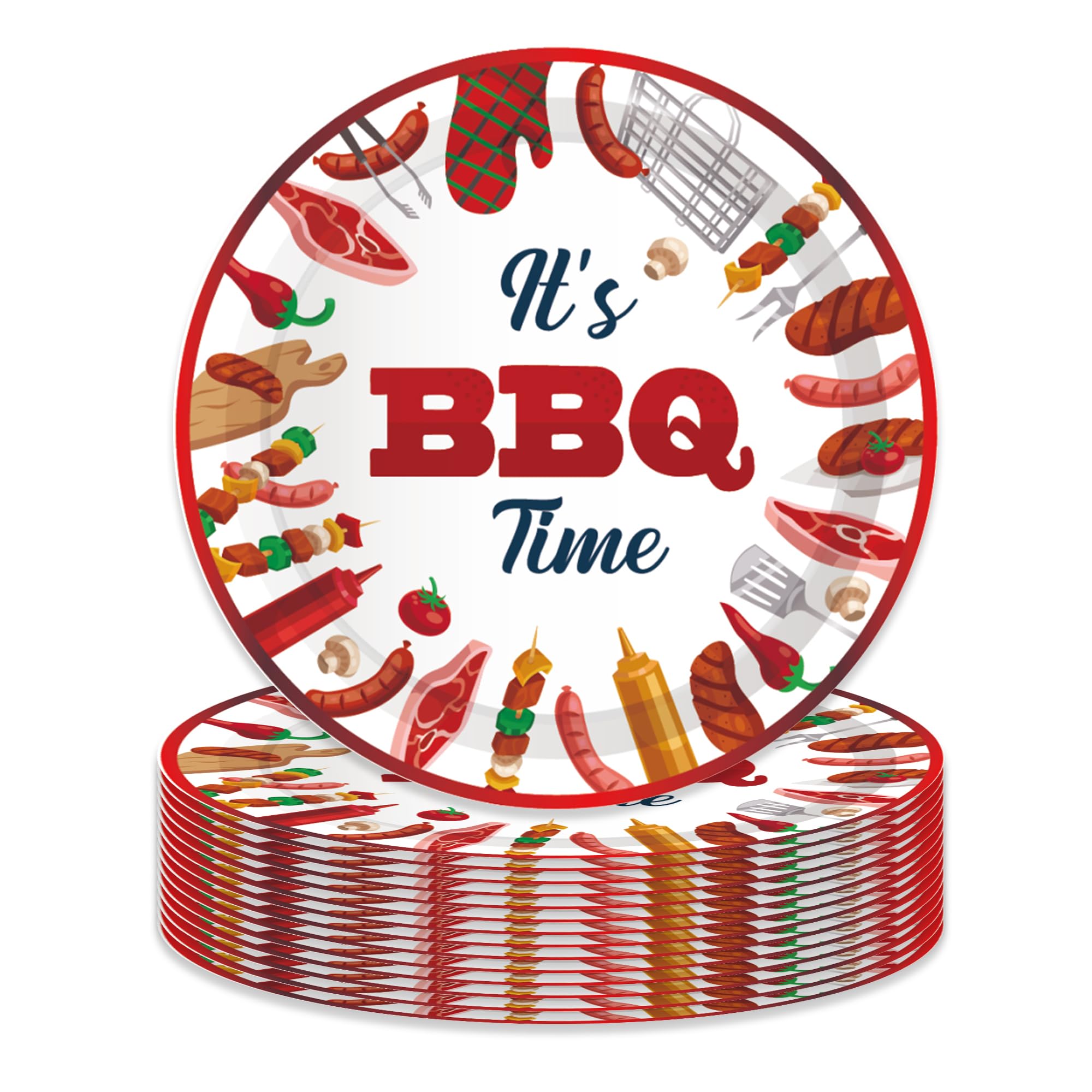 BBQ Burger Paper Plates 24Pack 7 Round Disposable Dinner Plates