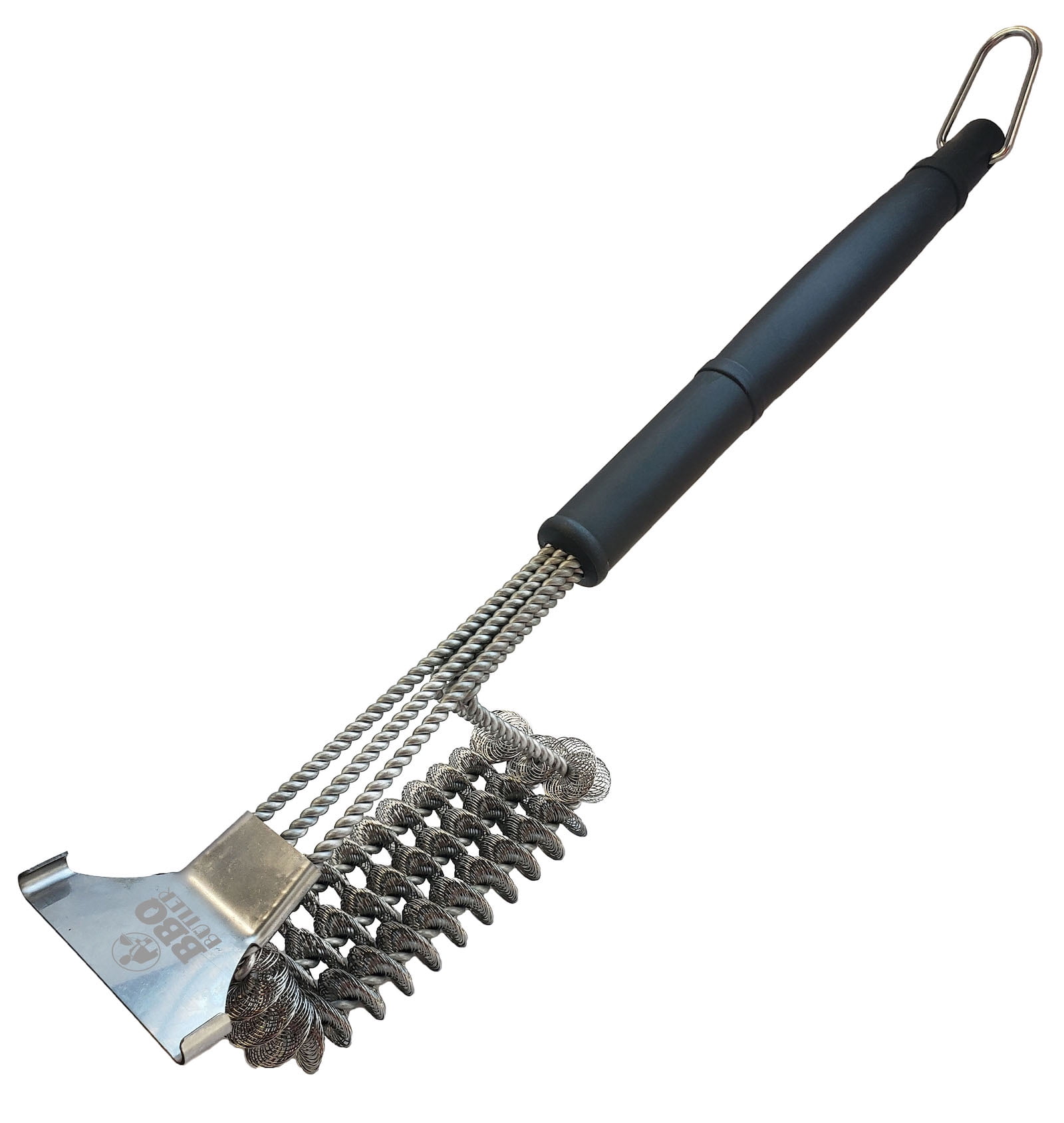 BBQ Butler Bristle Free Grill Brush - 360 Degree Grate Scraper - Stainless Steel