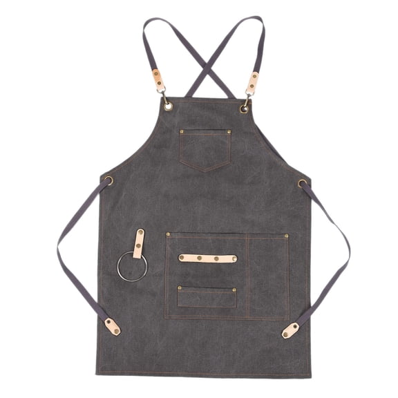 BBQ Canvas Apron Bib Chef Kitchen for Women Men Barista Bartender Pockets Home Barber Coffee Restaurant-Dark Gray