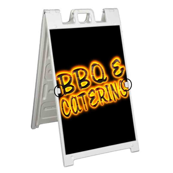 BBQ & Catering (24" X 36") Deluxe A-Frame Signicade, Includes 2 Removable Panels & Stand
