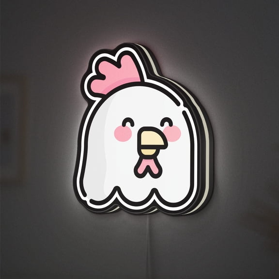 BBQ Chicken 3D Novelty Light Box, Grilling Decor for Outdoor Kitchen Spaces (Width 16 inch, 40cm)