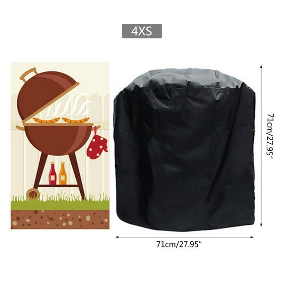 BBQ Cover Outdoor Dust Waterproof Weber Heavy Duty Grill Cover Rain Protective Outdoor Barbecue Cover Round Bbq Grill Black(190T,190X71X117CM)
