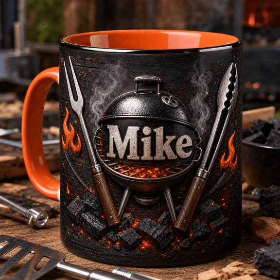 BBQ Dad Custom Mug Personalized Accent Mug for Grill Master Father's Day Gift