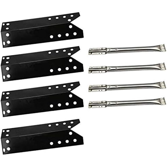 BBQ-Element Grill Heat Shields and Grill Burners Replacement Kit for Nexgrill 720-0670C, 720-0670A, 4 Pack Burner Tubes & Heat Plates for Kenmore 122.16641900 Grill Models$$Garden & Patio