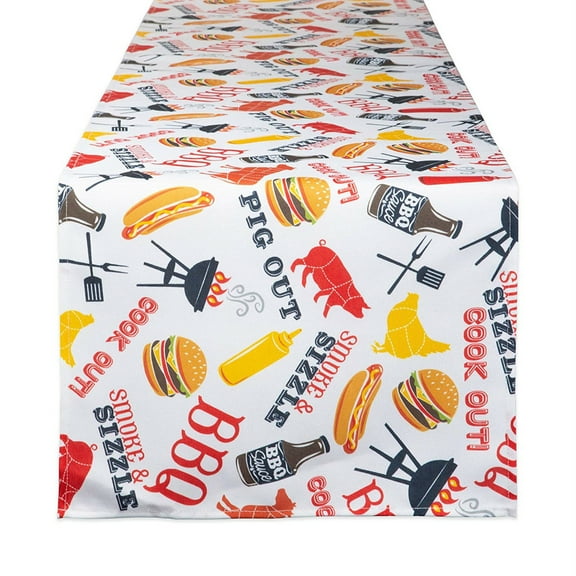 DII BBQ Fun Print Outdoor Table Runner 14x72