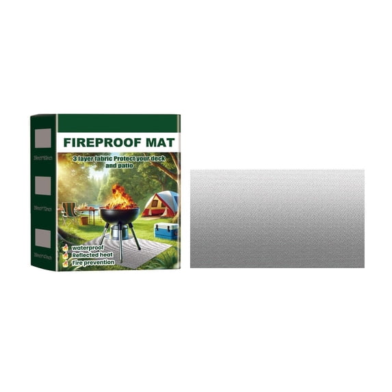 BBQ Fire Mat for Grill | Portable Fire Retardant Outdoor Protective Mat, Stain & Heat Proof, Wear-Resistant, Non-Slip, Easy Clean, Solid Ground Cover, Lightweight Camping Accessory, 1 Pack