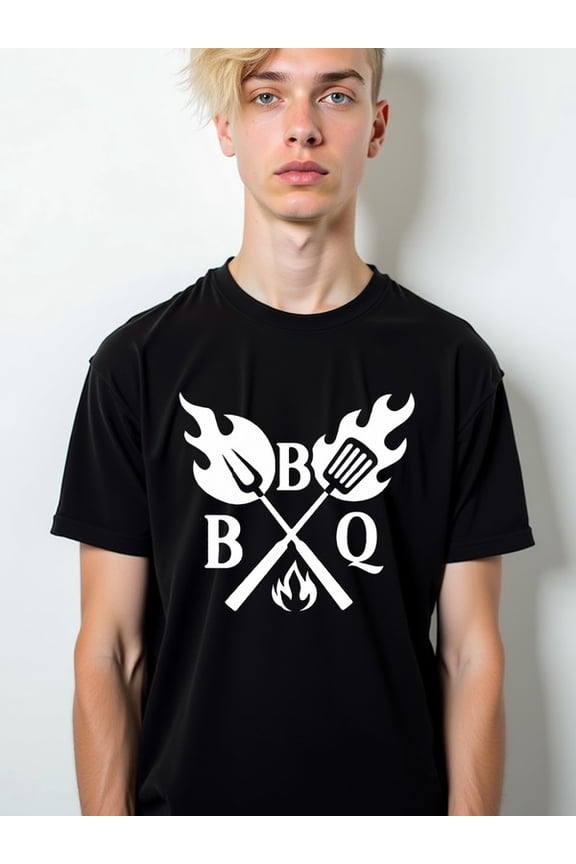 BBQ Flame Grilling Tee Mens graphic t shirts black elegantly casual Wearable year-round summer and spring season Vintage Unisex Shirt Crewneck tshirts
