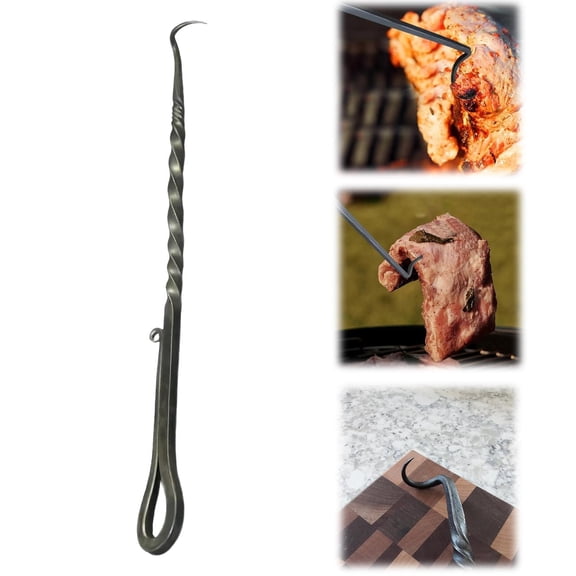 BBQ Food Turner BBQ Meat Hook With Pointed Tail Heavy Duty Food Turner Pig Tail Food Turner Accessories For Grilling Flipping Vegetables And Meat Great Tool For BBQ F