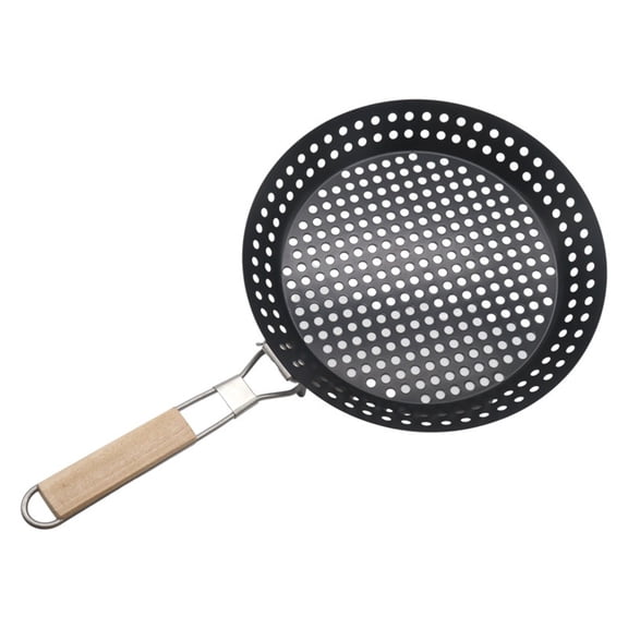 BBQ Frying Pan with Holes, Non-stick BBQ Grill Pan, Barbeque Woks Foldable circular non stick hollow barbecue plate