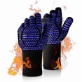 thumbnail image 1 of BBQ Gloves, 1472°F (6 Sec) Extreme Heat Resistant Cooking Gloves, Non-Slip Food Grade Silicone Oven Mitts Gloves for Kitchen, Grilling, Barbecue, Baking, Smoker, Blue (13inch), 1 of 7