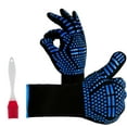 thumbnail image 1 of BBQ Gloves, 1472°F Extreme Heat Resistant Grill Gloves, Fireproof Gloves Barbecue Gloves Oven Mitts for Smoker, Cooking, Baking, with Sauce Basting Brush & Meat Shredder Claws(Blue), 1 of 6