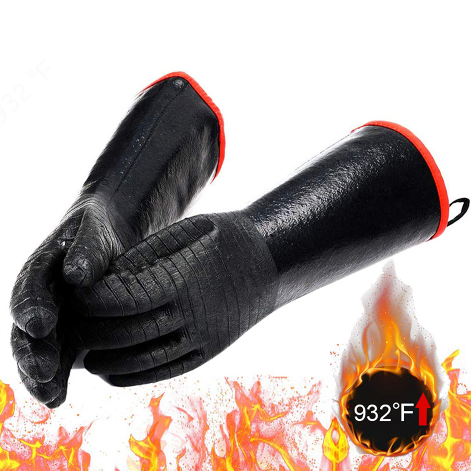 50 Ct Black Disposable Nitrile BBQ Gloves with 2 Cotton Liners for