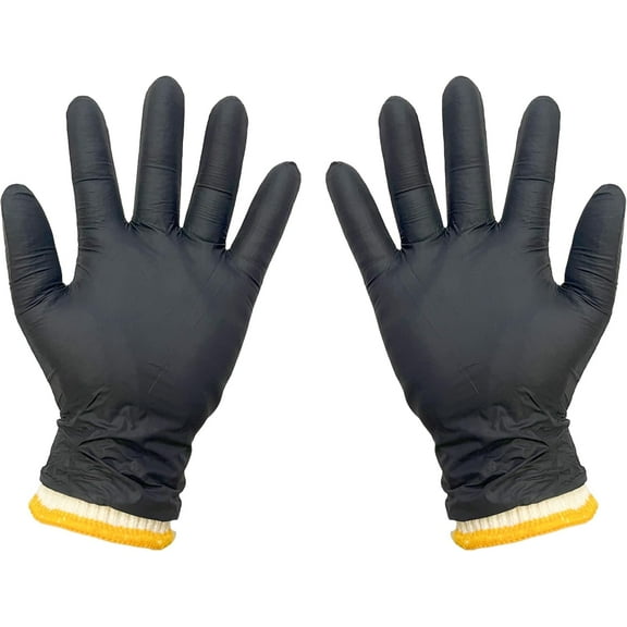 BBQ Gloves Disposable Heat Resistant - 2 Reusable Cotton Liners & 50 Nitrile Gloves for Barbecue Smoker, Grilling, Cooking Hot Meat, Food Prep - 5Mil, Non-Slip Grip, Black Large