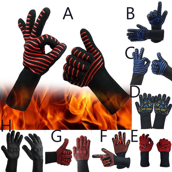 BBQ Gloves,Heat Resistant Grilling Gloves,Non-Slip Washable Oven Gloves,Long Kitchen Safe Cooking Gloves for Barbecue,Frying,Baking,Cutting,Camping,Construction