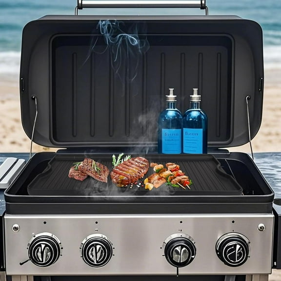 BBQ Griddle Insert for  - 15.5" x 13.5" Cast Iron Griddle Plate for Gas Grill, Stovetop, and Outdoor Cooking