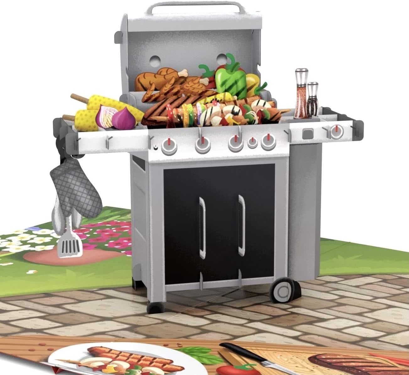 BBQ Grill 3D Greeting Fathers Day Card, Pop Up Fathers Day Card ...