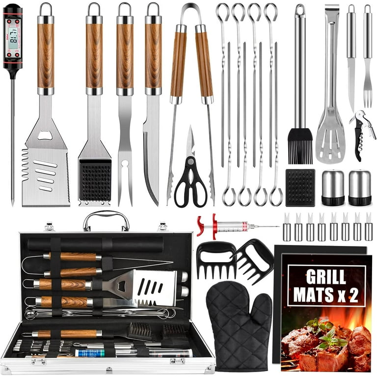 BBQ Grill Accessories Set, 38Pcs Stainless Steel Tools Grilling Accessories with Aluminum Case, Camping/Backyard Barbecue - Walmart.com