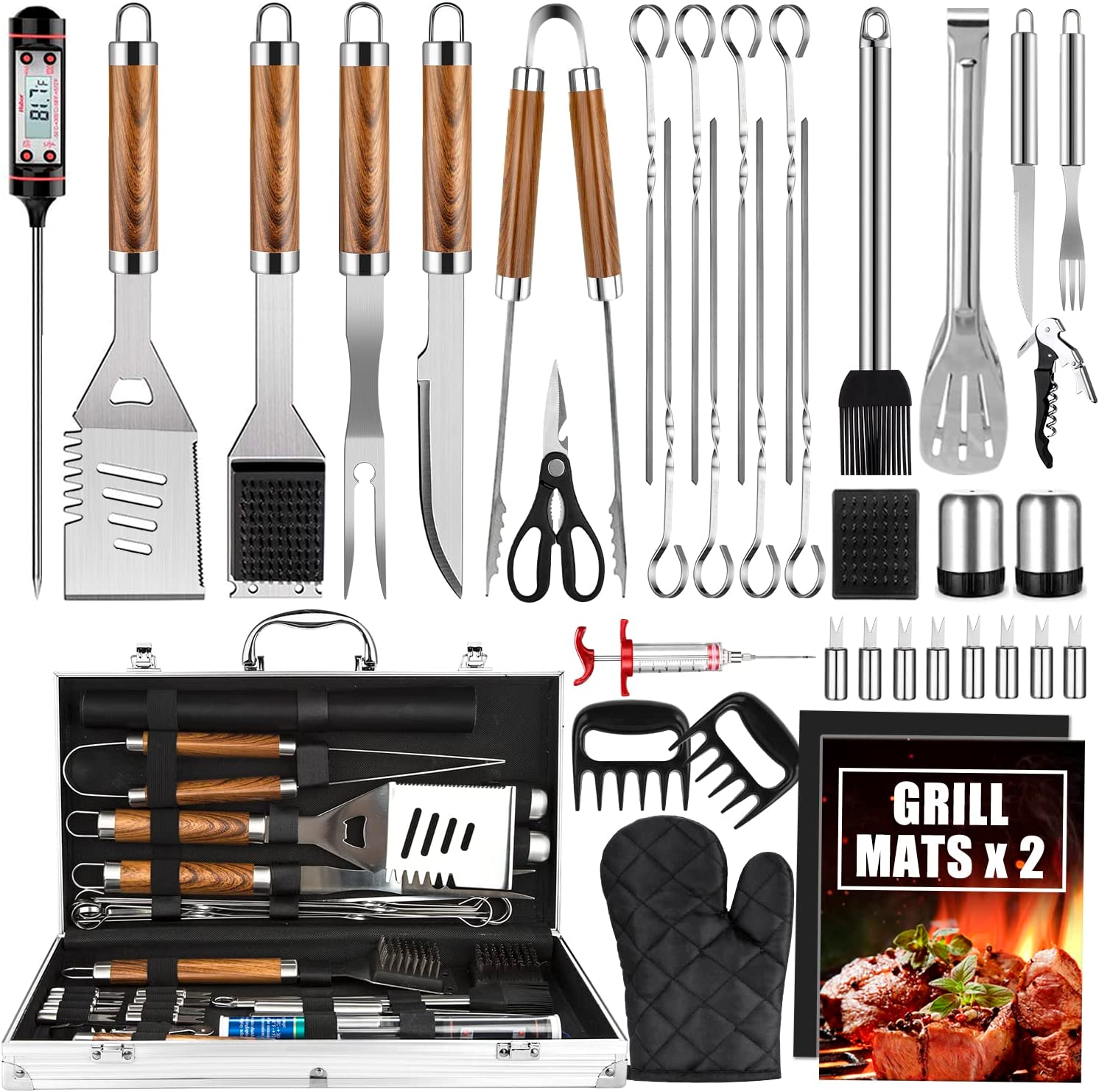 BBQ Grill Accessories Set, 38Pcs Stainless Steel Grill Tools Grilling Accessories with Aluminum Case, for Camping/Backyard Barbecue - image 1 of 7