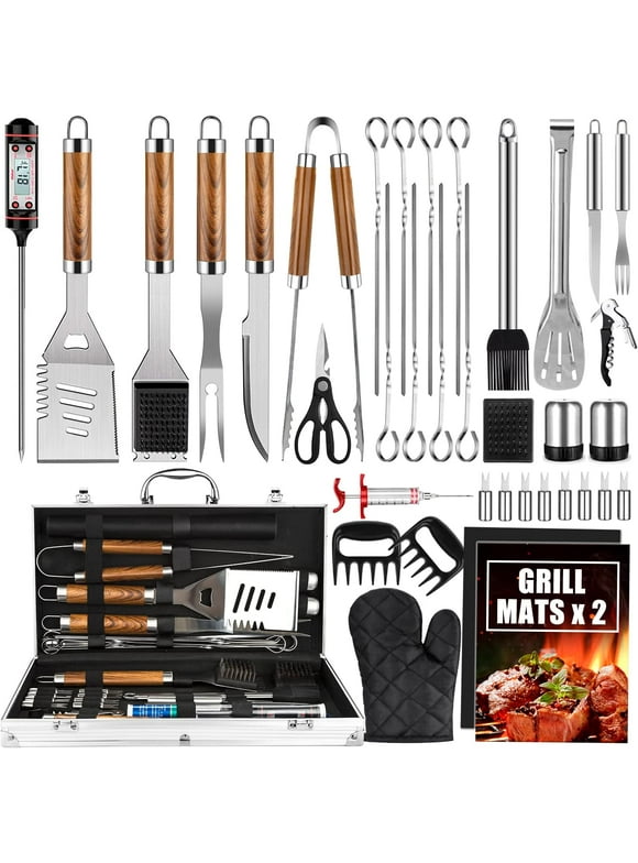 BBQ Grill Accessories Set, 38Pcs Stainless Steel Grill Tools Grilling Accessories with Aluminum Case, for Camping/Backyard Barbecue