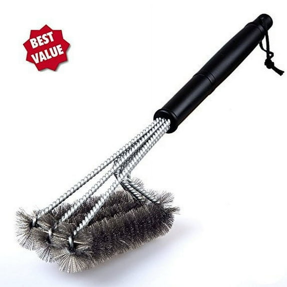 BBQ Grill Brush Barbecue Grill Grate Cleaner Stainless Steel Wire Brush perfect for Grill Cooking Grates, Racks Burners , Char-Broil, Weber, Porcelain, Charcoal, Gas, Electric, Infrared Grill